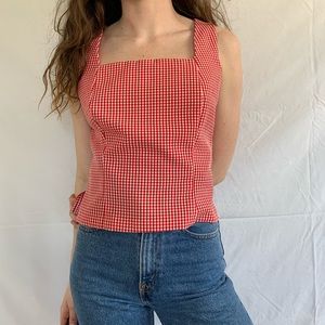 Vintage 80s Red White Striped Wide Strap Tank Top
